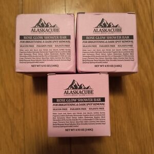 3 Pks Alaskacube Body Face Wash Rose Glow Perfumed Shower Rosy 4.9oz No Silicone